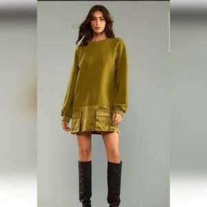 Cynthia Rowley Satin Sweatshirt Dress